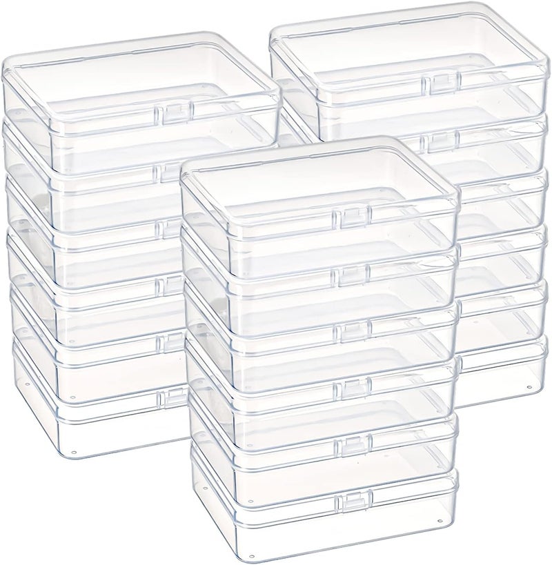 Kingrol 18 Pack Mini Clear Plastic Storage Containers with Lids 412 x 338 x 118 Inch Empty Hinged Boxes for Beads Jewelry Tools Craft Supplies Flossers Fishing - Image 1