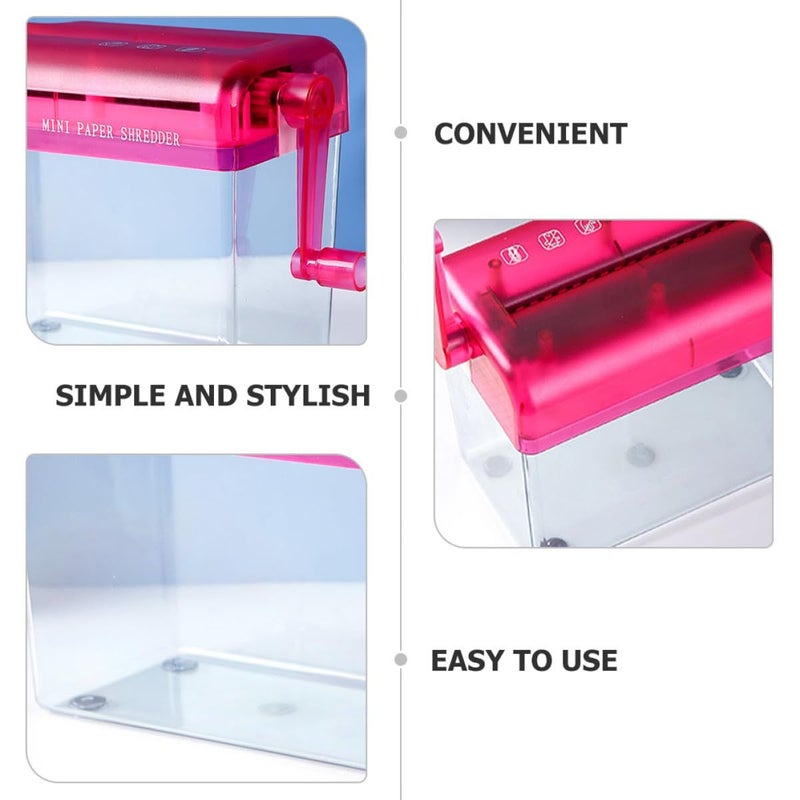 Small Desktop Hand Crank Paper Shredder for Home Office A4 Documents Red - Image 4
