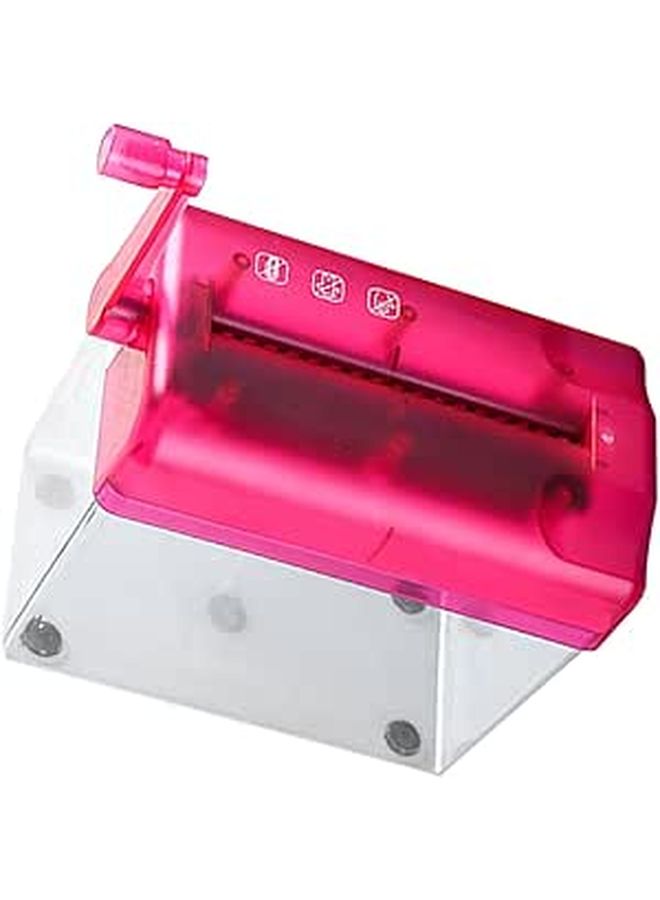 Small Desktop Hand Crank Paper Shredder for Home Office A4 Documents Red - Image 1