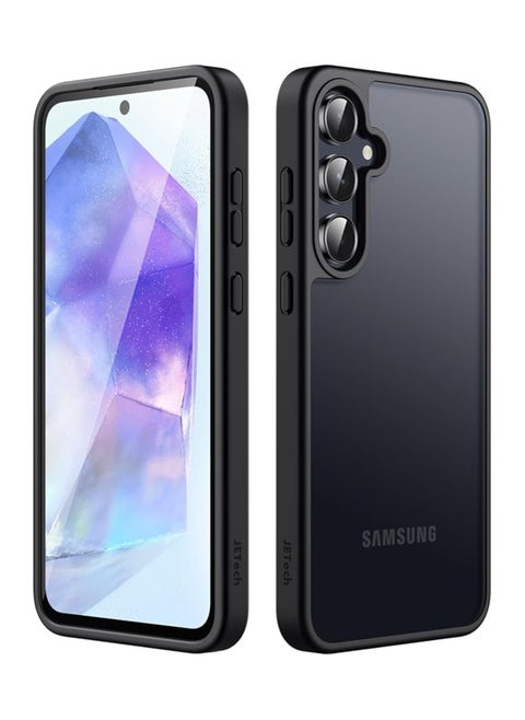 غطاء خلفي صلب عالي الجودة من سلسلة Magic Mask Q مع إطار من السيليكون لهاتف Samsung A35 (أسود شفاف)