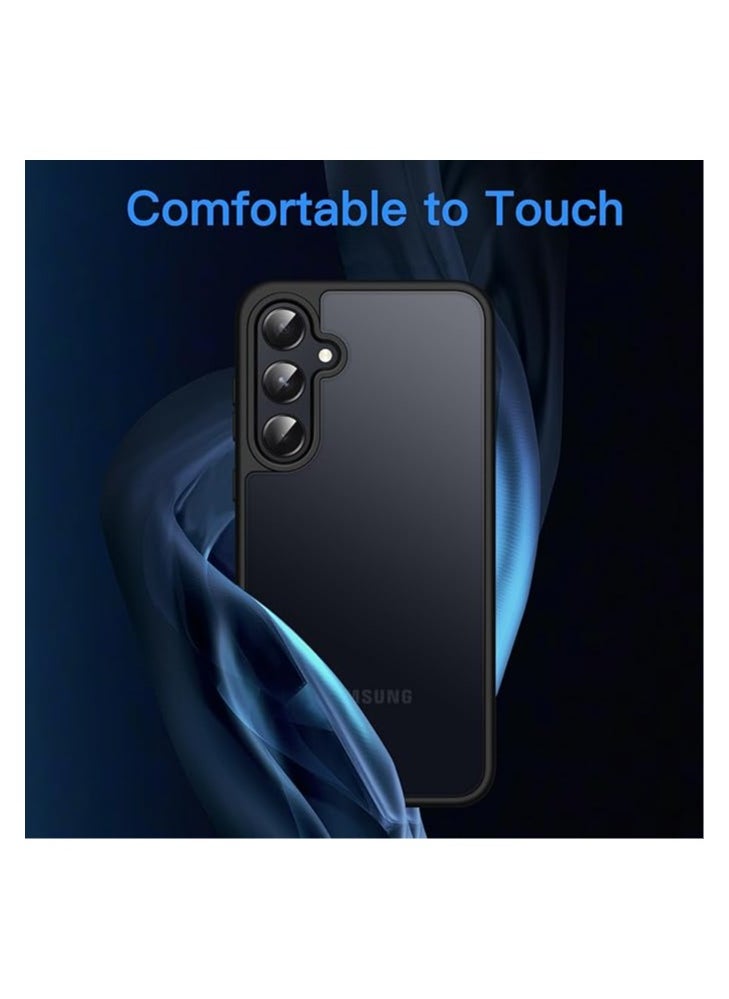 غطاء خلفي صلب عالي الجودة من سلسلة Magic Mask Q مع إطار من السيليكون لهاتف Samsung A35 (أسود شفاف)