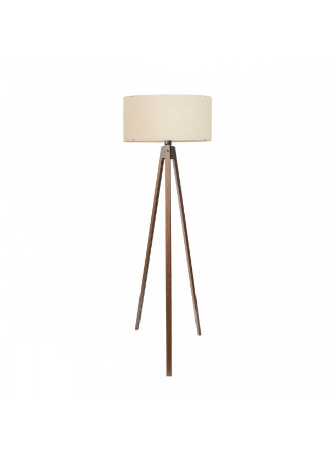Desert Beige Wooden Tripod Floor Lamp – 140 cm Modern Minimal Standing Light for Living Room & Bedroom (E27) - Image 2