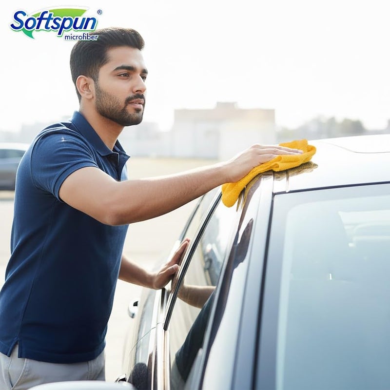Softspun Microfiber Cloth - 1 Pcs 40X40 Cms 340 Gsm Orange Thick Lint & Streak-free Multipurpose Cloths Automotive Microfibre Towels For Car Bike Cleaning Polishing Washing & Detailing.. - Image 4