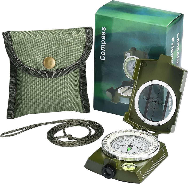 FAROPS Military Lensatic Sighting Compass Survival with Carrying Bag, Compass for Hiking,Waterproof and Shakeproof, Army Green - Image 2