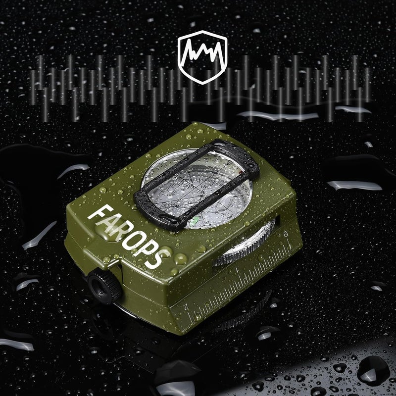 FAROPS Military Lensatic Sighting Compass Survival with Carrying Bag, Compass for Hiking,Waterproof and Shakeproof, Army Green - Image 4