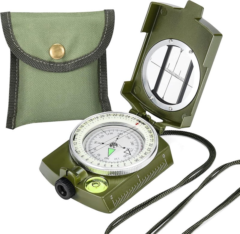 FAROPS Military Lensatic Sighting Compass Survival with Carrying Bag, Compass for Hiking,Waterproof and Shakeproof, Army Green - Image 1