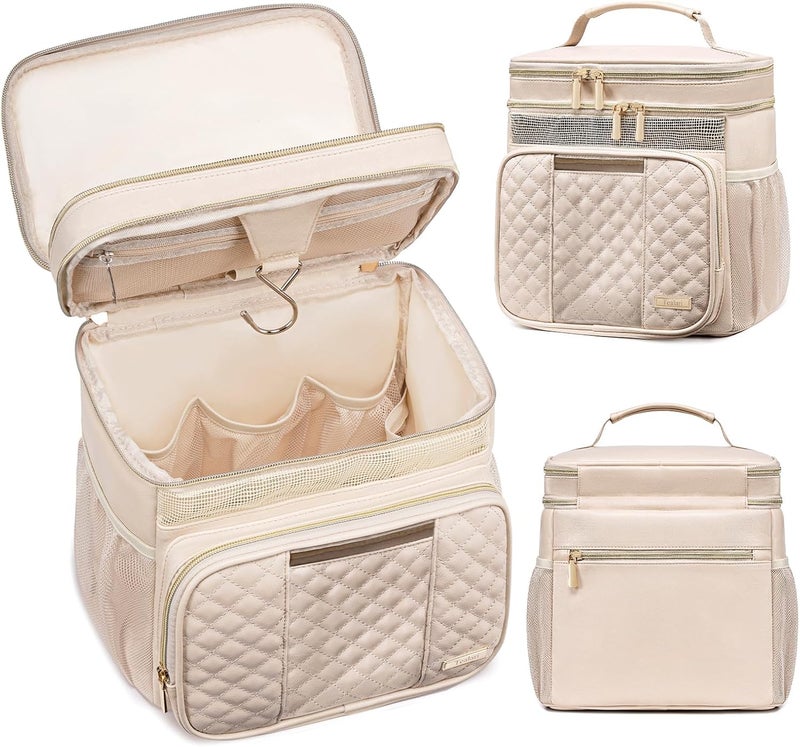Tealari Large Leather Toiletry Bag for Women Men,Bathroom Bag,Water Resistant Shower Bag,Makeup Bag,Portable Shower Caddy for College Dorm,Hanging Travel Toiletry Bag with Transparent Waterproof Phone Pocket - Image 1