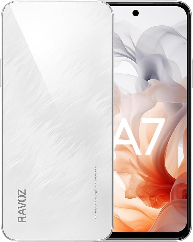 RAVOZ A7 Non Camera and Non GPS 12GB RAM (4GB + 8GB Expandable) 128GB ROM, 6.67"HD+ Display, Dual Sim, 5000 mAh Battery, 4G, NFC, Android 16 - Astral White - Image 1
