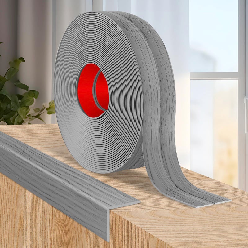 LSGCQ Flexible Wall Corner Protector Moulding Trim Peel and Stick Wall Corner Guards Edge Protector Self Adhesive Molding Trim Strip for Edge Ceiling Light Gray Wood Grain 08 in x 40 Ft - Image 2