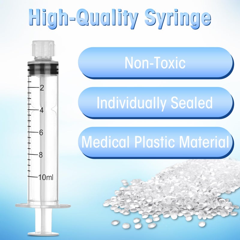 BeHerk 20 Pack 10ml/cc Luer Lock Syringe with Caps, Plastic Syringe without Needle for Liquid, Sterile Individually Wrapped - Image 4