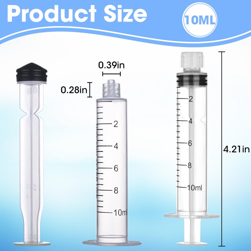 BeHerk 20 Pack 10ml/cc Luer Lock Syringe with Caps, Plastic Syringe without Needle for Liquid, Sterile Individually Wrapped - Image 2