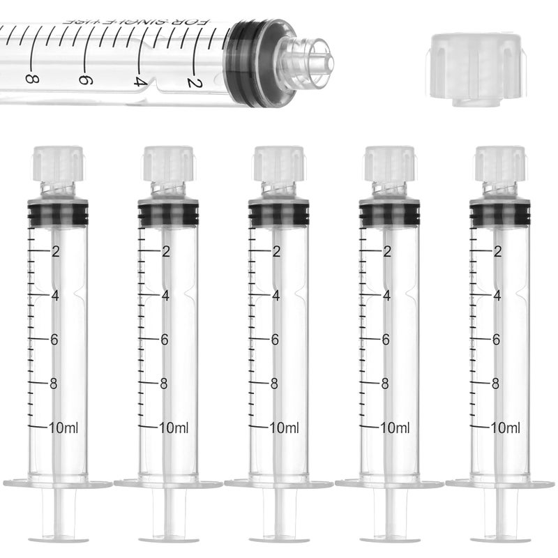 BeHerk 20 Pack 10ml/cc Luer Lock Syringe with Caps, Plastic Syringe without Needle for Liquid, Sterile Individually Wrapped - Image 1
