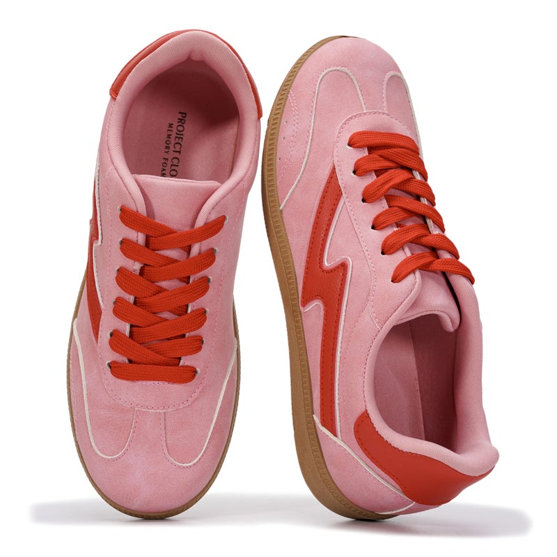 Project Cloud Fashion Sneakers for Women 2026 - Lace-Up Shoes Trendy Women Sneakers with Memory Foam Insole Women's Fashion Sneakers Non-Slip Womens Shoes (Irita, BUBGUM,6) - Image 1