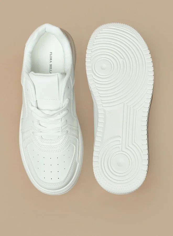 فلورا بيلا من شو إكسبرس Women's Solid Lace-Up Low Ankle Sneakers