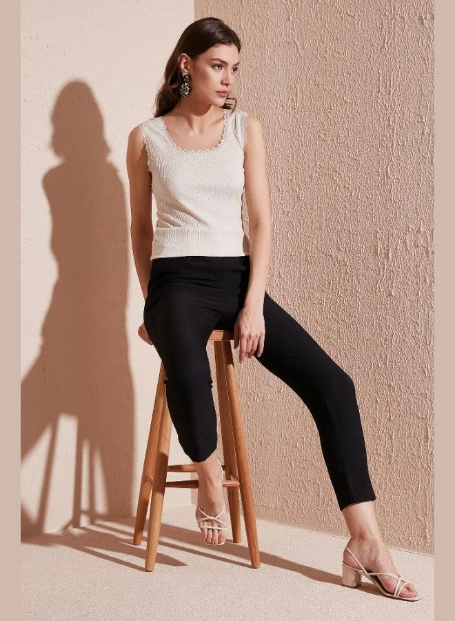 Lela Lela Slim Fit Thick Strap Lace Square Neck Crinkle Tank Top Women's Tank Top 5864979