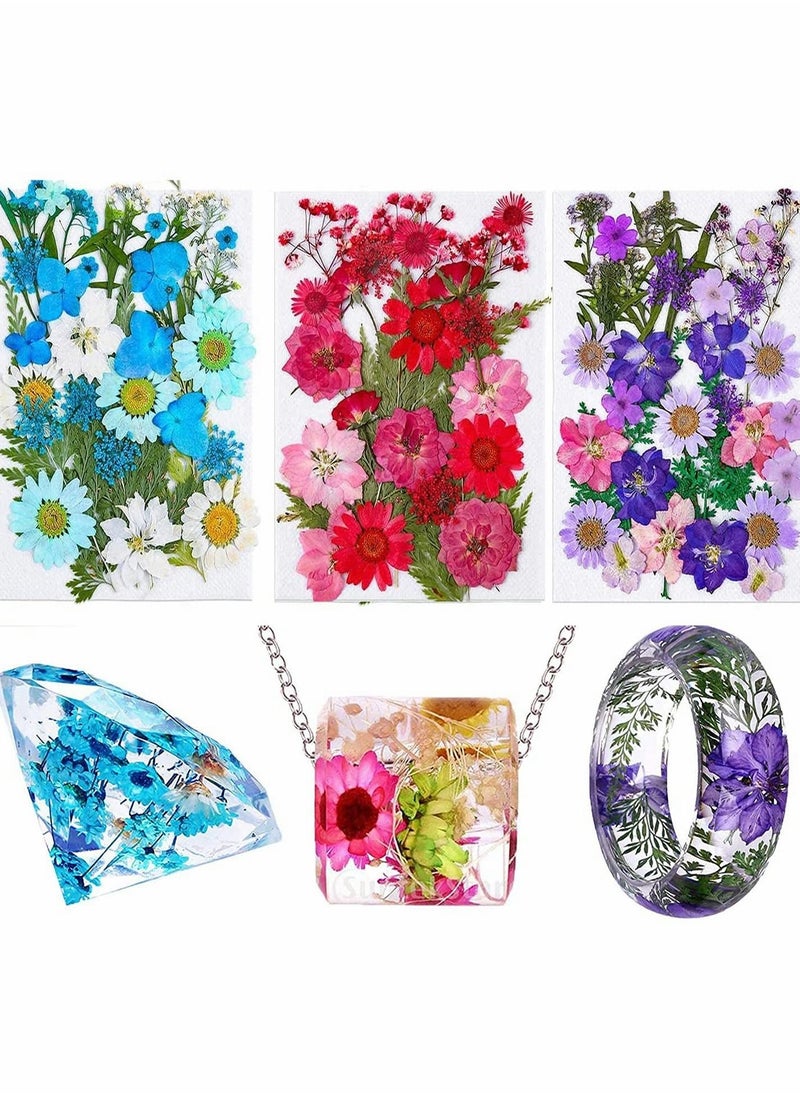 KASTWAVE - Dried Pressed Flowers for Resin, 100Pcs Real Pressed Flowers Dry Leaves Bulk Natural Herbs Kit - Image 1
