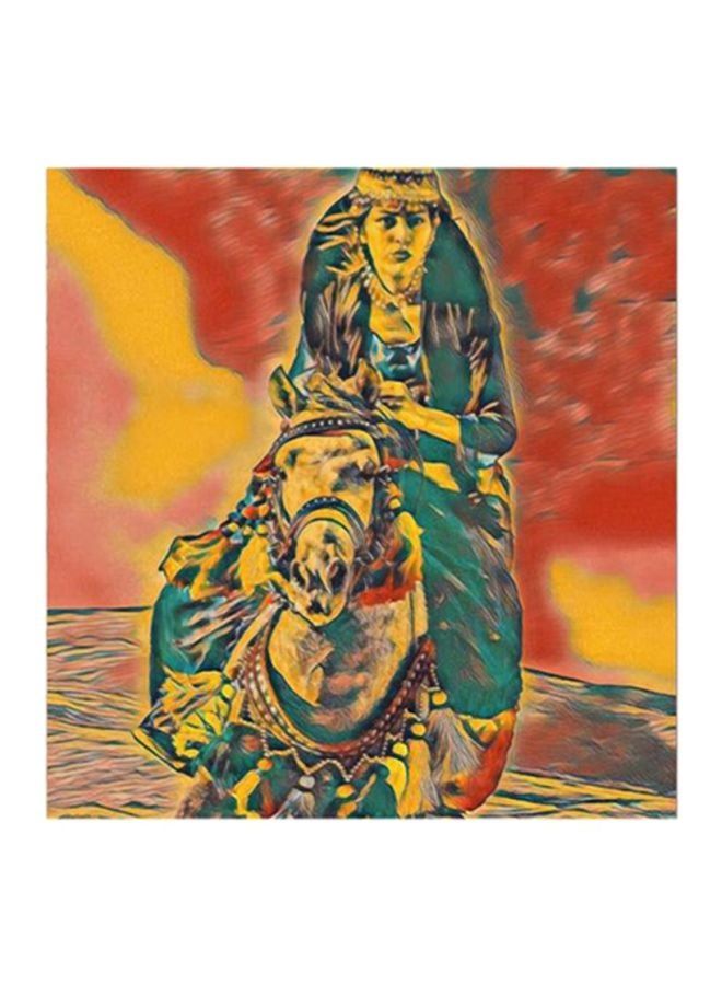 RYN Women With Horse MDF Wall Art Painting Multicolour 30x30centimeter - Image 1