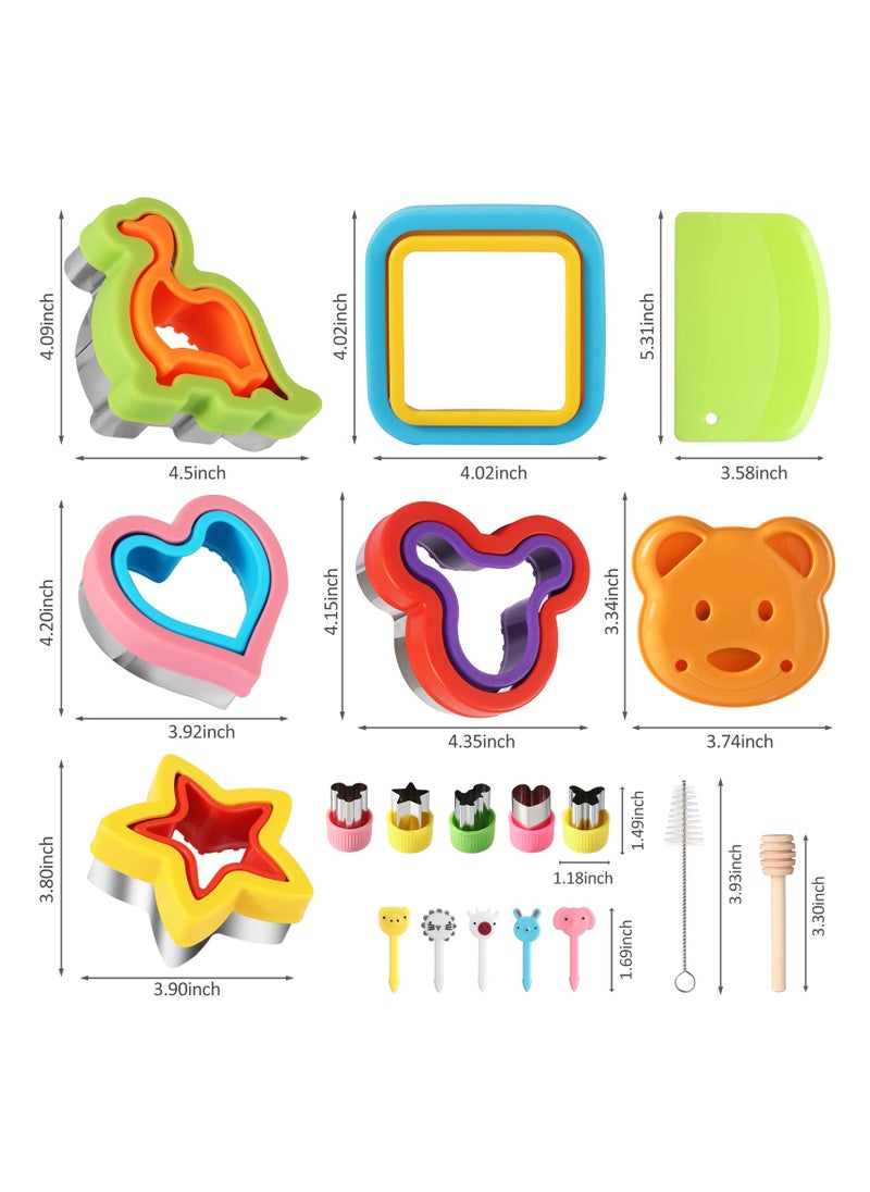 Cuken 24 Pieces Sandwich Cutter and Sealer Set Bread Sandwich Cutter Pancake Maker Heart Square Dinosaur Start Shaper, Etc (24)  - Image 2