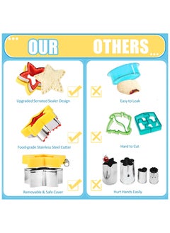 Cuken 24 Pieces Sandwich Cutter and Sealer Set Bread Sandwich Cutter Pancake Maker Heart Square Dinosaur Start Shaper, Etc (24)  - Image 4