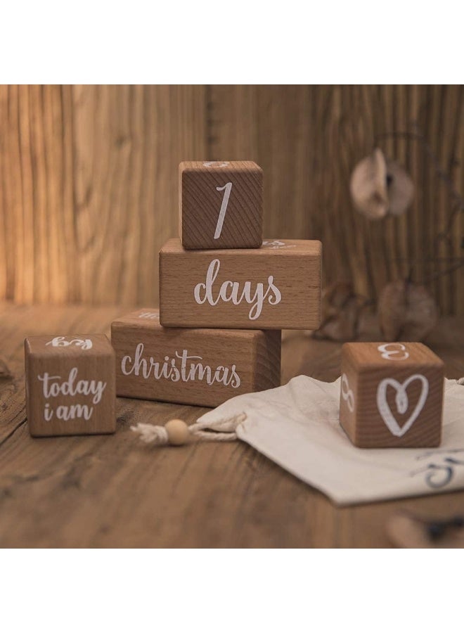 Promise Babe Milestone Blocks Set of 6 Baby Age Blocks for Monthly Milestone Wooden Photo Props Set Perfect for Baby Shower and Keepsake - Image 2