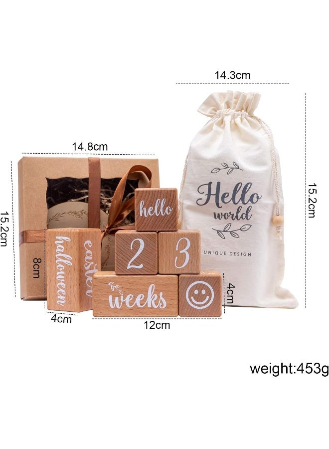 Promise Babe Milestone Blocks Set of 6 Baby Age Blocks for Monthly Milestone Wooden Photo Props Set Perfect for Baby Shower and Keepsake - Image 3