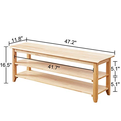 Md Decor Simple Style Wooden Shoe | Natural Wood Entryway Bench with Rubberwood Legs | 23.6 Inch Shoe Rack | Indoor Seating Organizer | Compact Hallway Bench - Image 2