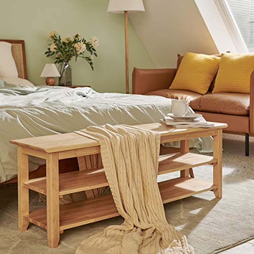 Md Decor Simple Style Wooden Shoe | Natural Wood Entryway Bench with Rubberwood Legs | 23.6 Inch Shoe Rack | Indoor Seating Organizer | Compact Hallway Bench - Image 4