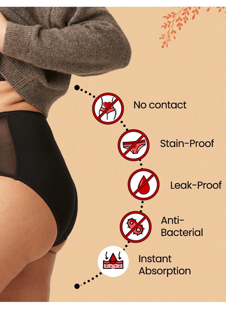 Floren Reusable Period Panty (Black, Large) | Leakproof & Stain-Free Protection | Wide Coverage | Washable Up to 60 Times | No Pads Needed - Image 4