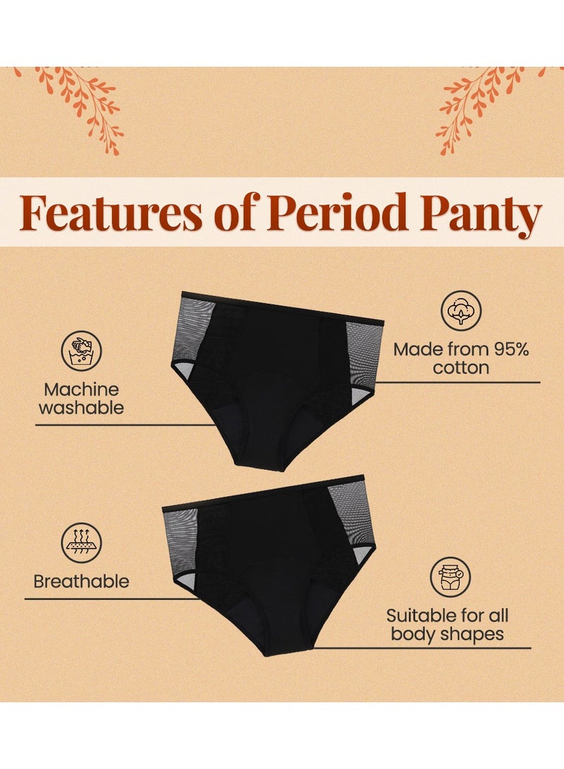 Floren Reusable Period Panty (Black, Large) | Leakproof & Stain-Free Protection | Wide Coverage | Washable Up to 60 Times | No Pads Needed - Image 5