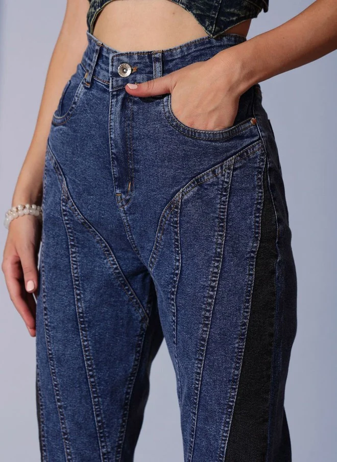 STREET 9  Comfort Tapered Fit High-Rise Light Fade Jeans for Women for Women | Best Price UAE
