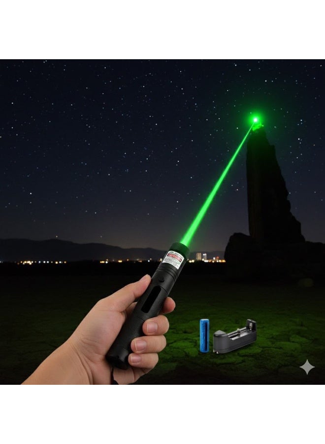 Premium High-Power Laser Pointer M.S 303 - Heavy Duty Metal Body, Ultra-Bright Green Laser Beam - Gold. - Image 1