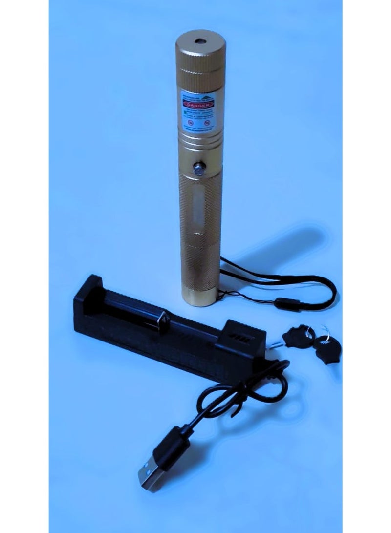 Premium High-Power Laser Pointer M.S 303 - Heavy Duty Metal Body, Ultra-Bright Green Laser Beam - Gold. - Image 3