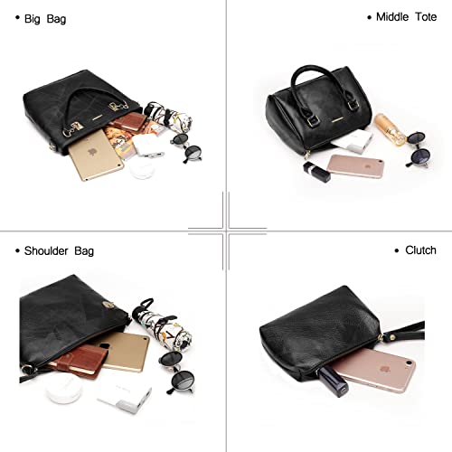 2E-youth Women Designer Purses And Handbags Set Satchel Shoulder Bags Tote Bags 6pcs Wallets (black) - Image 5