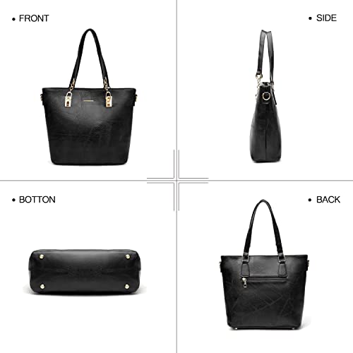 2E-youth Women Designer Purses And Handbags Set Satchel Shoulder Bags Tote Bags 6pcs Wallets (black) - Image 4
