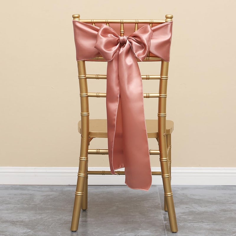 JFDYDM 50 Pack Satin Rose Gold Chair Sashes for Wedding Gender Reveal Party Birthday Reception  Hotel Event  Banquets Chairs Decorations  Rose Gold Satin Chair Sashes Bows for Folding Chairs - Image 4