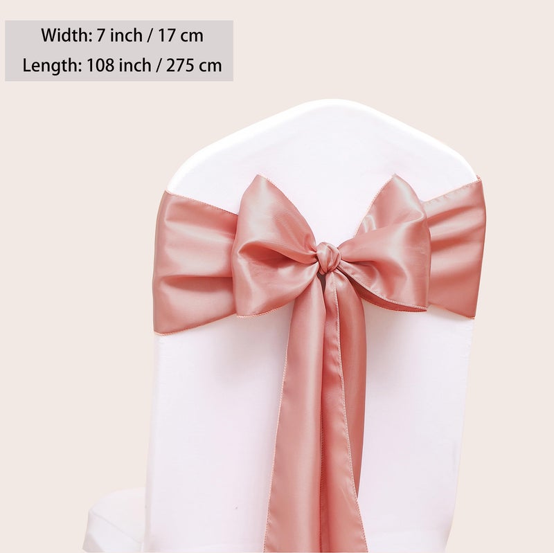 JFDYDM 50 Pack Satin Rose Gold Chair Sashes for Wedding Gender Reveal Party Birthday Reception  Hotel Event  Banquets Chairs Decorations  Rose Gold Satin Chair Sashes Bows for Folding Chairs - Image 5
