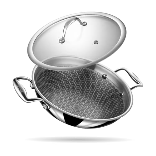 Stahl Artisan Hybrid 2.4 L, 24 cm Triply Non Stick Kadai with Lid, Stainless Steel Kadai for Cooking, Triply Kadhai Metal Spatula Friendly, Induction & Gas Stove Compatible - Image 1