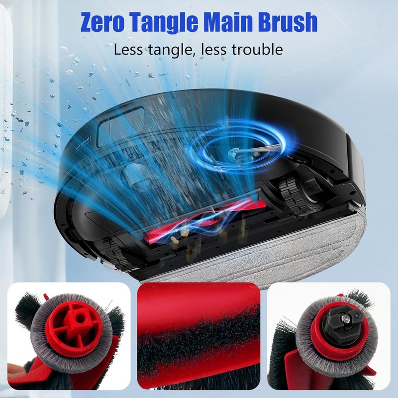 Chuancheng Replacement Parts for Roborock Q10 S5/Q10 S5+/Q10 X5/Q10 X5+ Robot Vacuum Cleaner Accessories Kits, 1 Main Brush, 4 HEPA Filters, 4 Mop Pads, 6 Side Brushes, 1 Cleaning Brush, 1 Screwdriver, 17 Pieces - Image 3