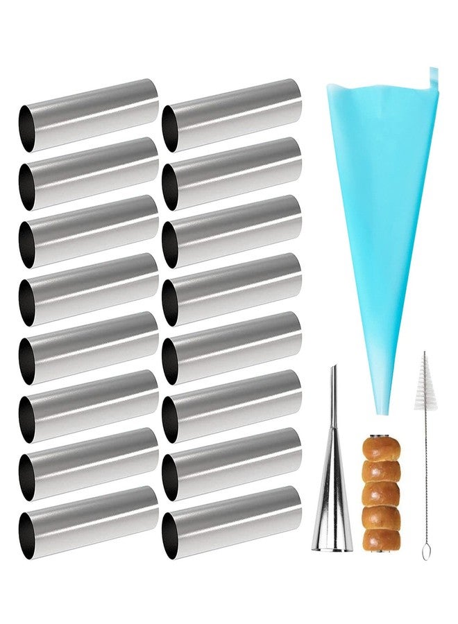 VolksRose 16pcs Cannoli Tubes Kit, Stainless Steel Cannoli Forms Tubular Shaped Baking Molds for Danish Pastry Lady Lock Form Croissant Shell Ice Cream Puff Waffle Cream Roll - Image 1