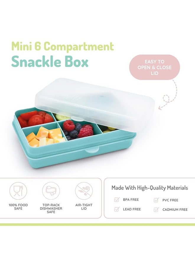 melii Mini 6 Compartment Snack Box, BPA Free, Leakproof Design for Fresh Snacks, Portable Kids Bento Lunchbox, Dishwasher Safe, Travel Friendly, 4Oz, Turquoise - Image 2