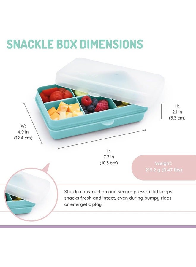 melii Mini 6 Compartment Snack Box, BPA Free, Leakproof Design for Fresh Snacks, Portable Kids Bento Lunchbox, Dishwasher Safe, Travel Friendly, 4Oz, Turquoise - Image 3