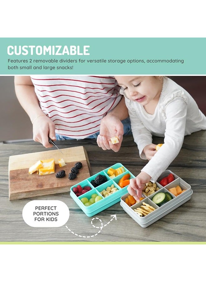 melii Mini 6 Compartment Snack Box, BPA Free, Leakproof Design for Fresh Snacks, Portable Kids Bento Lunchbox, Dishwasher Safe, Travel Friendly, 4Oz, Turquoise - Image 4