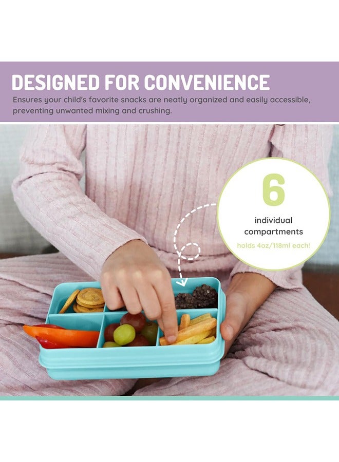 melii Mini 6 Compartment Snack Box, BPA Free, Leakproof Design for Fresh Snacks, Portable Kids Bento Lunchbox, Dishwasher Safe, Travel Friendly, 4Oz, Turquoise - Image 5