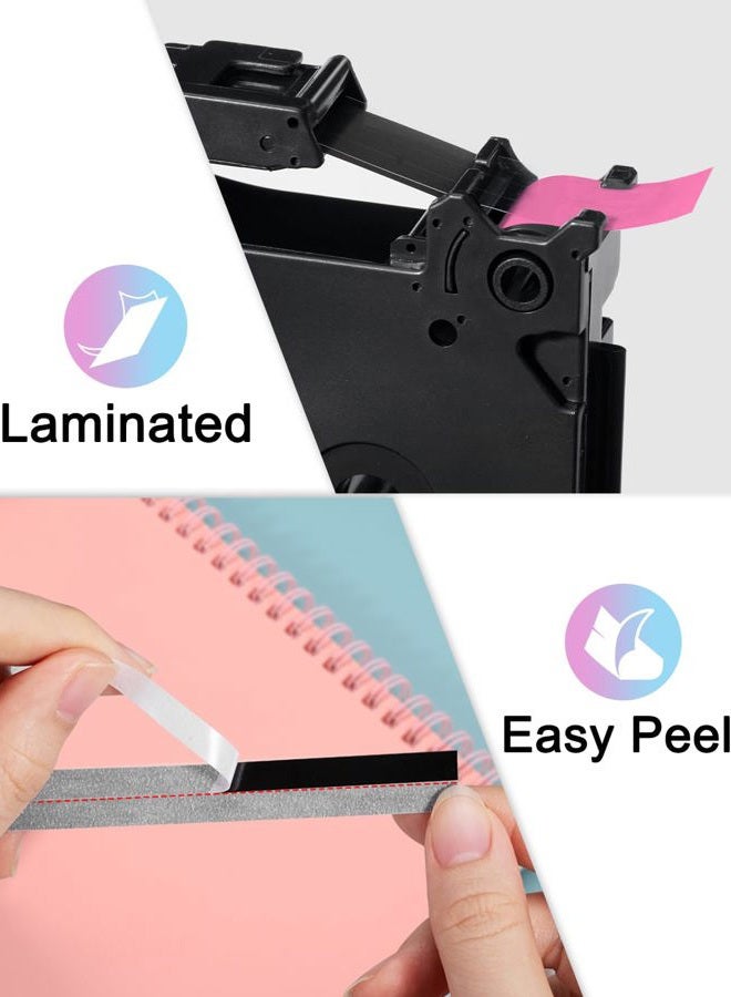 Labelife 6-Pack Replace Brother P Touch Label Tape, TZe TZ Tape 12mm 0.47 Laminated Color Label Maker Tape for Brother PT-D210 PT-H110 PT-D220 PT-D400, White on Pink/Lime Green/Orange/Blue/Green/Black - Image 4