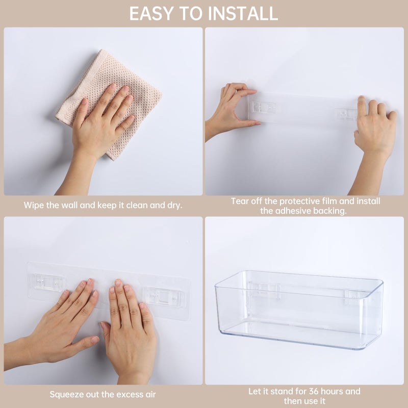 PAVSTINE 2 Pcs Clear Shower Shelf, Large Bathroom Wall Mounted Shower Caddy, No Drill Self Adhesive Bathroom Organizer with Self Adhesive Tape - Image 4
