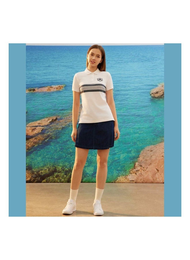 GIORDANO White Cotton Polo Shirt for Women - Image 4