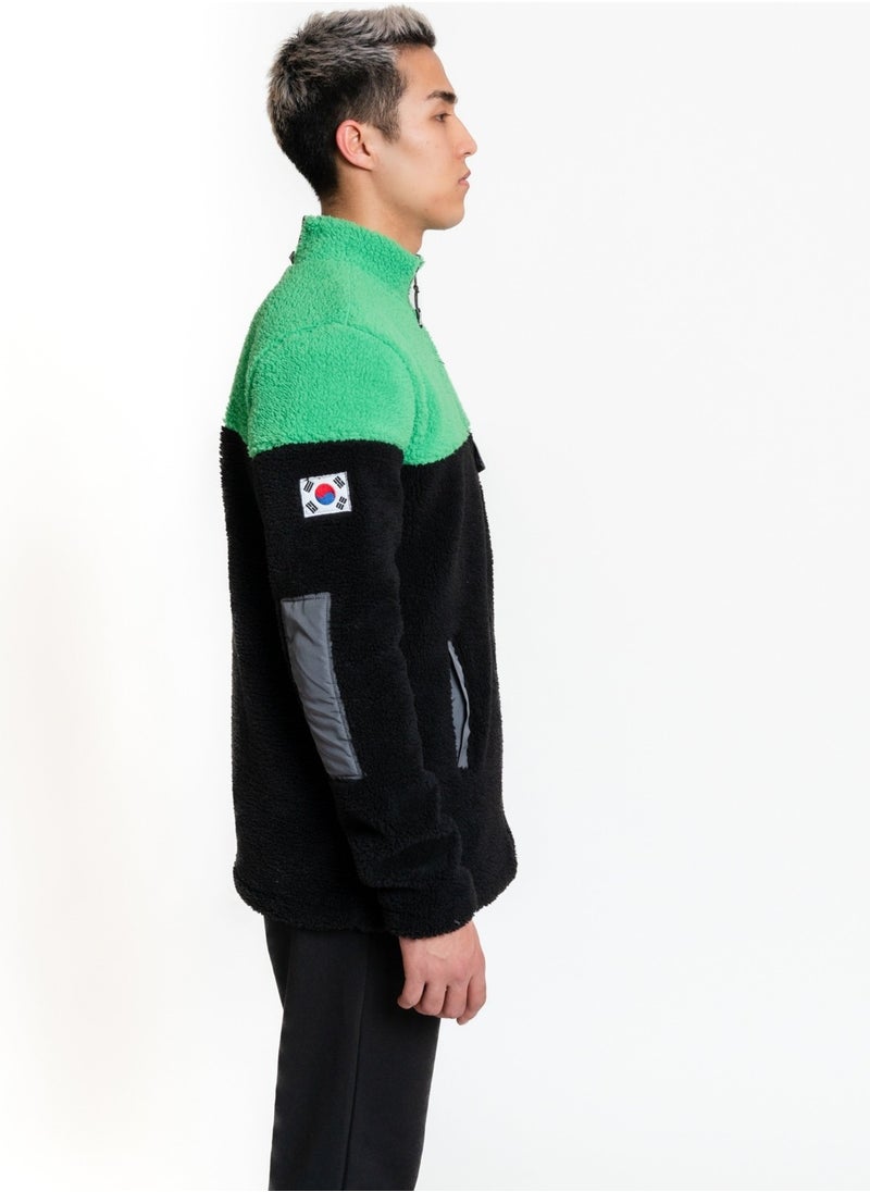 Luo Camp Plush Jacket 01 - Black/green Windproof Men's Fleece  - Image 2