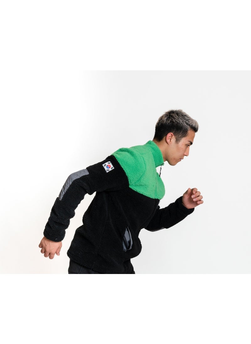 Luo Camp Plush Jacket 01 - Black/green Windproof Men's Fleece  - Image 5