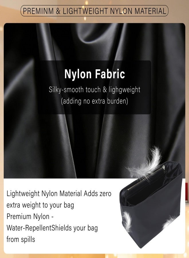 OAikor Soft Nylon Purse Organizer Insert for Longchamp Le Pliage M Backpack,Lightweight Luxury Long Champ Medium Backpack Divider Shaper,Zipper Bags Inner Linner with 4 Deepened Pockets,M/Black - Image 4