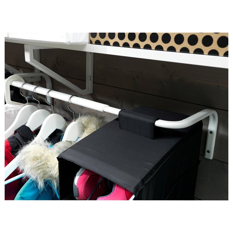 Mulig Wall-Mounted Clothes Bar, White Steel, Adjustable 60–90 cm - Image 3